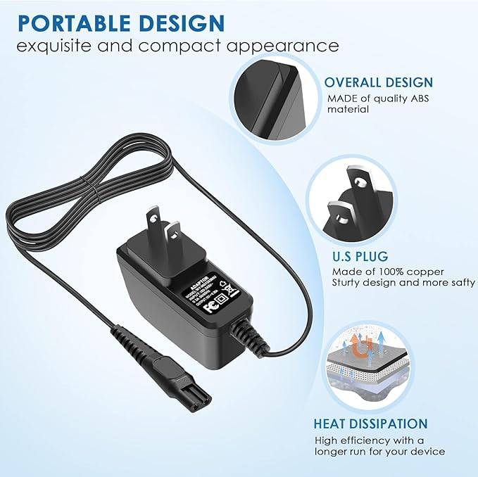 15V Charger Cord Compatible with Norelco HQ8505 3000 5000 7000 9000 Series MG5750 MG7750 MG7790 Shaver
