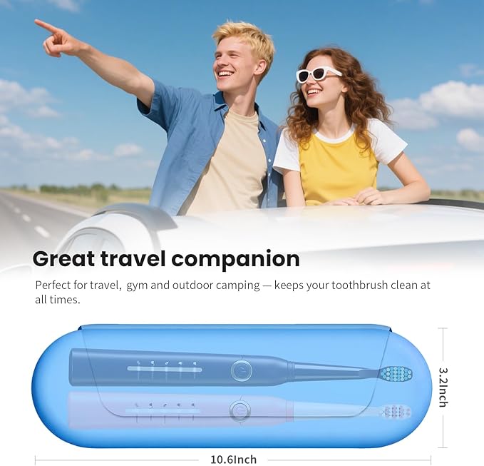 Silicone Electric Toothbrush Travel Case, Manual Toothbrush Travel Cover for Men and Women,Toothbrush Holder for Travel,Gym and More, Fits Most Manual and Electric Toothbrushes - Sky Blue