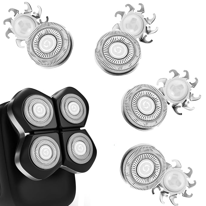 4PCS Double Ring Replacement Blades Compatible with FREEBIRD Flexseries Pro Head Shaver