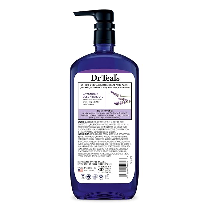 Dr Teal's Body Wash with Pure Epsom Salt, Soothe & Sleep with Lavender, 24 fl oz (Pack of 2)