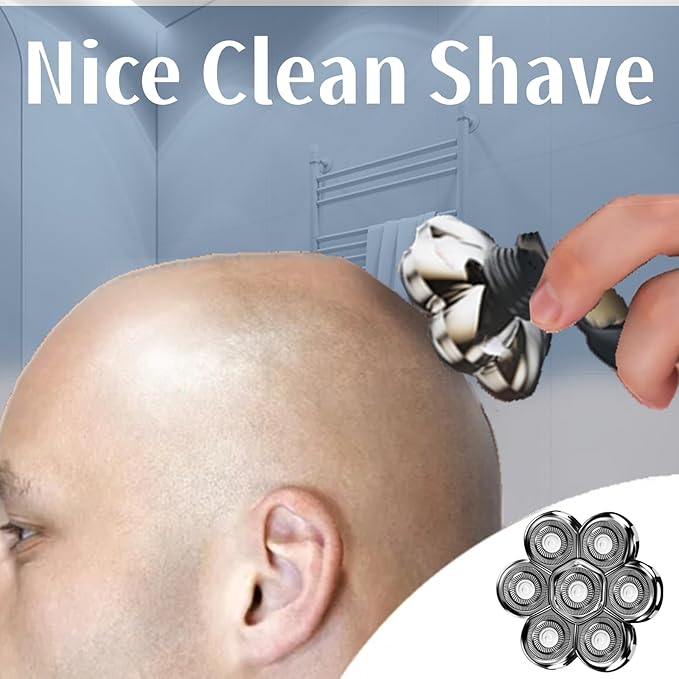 7D Blade Head Shaver Replacement Heads Compatible with SHPAVVER Detachable Head Shavers MS-672,MS-687,MS-686,Shaver Head Not Magnetic.
