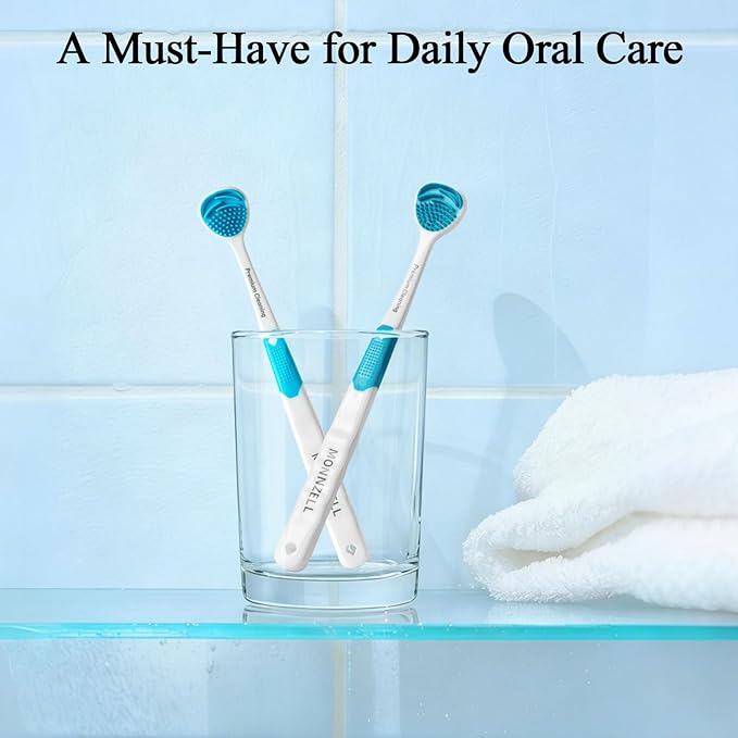Silicone Tongue Scraper & Brush for Adults, Soft Tongue Cleaner for Bad Breath, Gentle Flexible Bristles Remove Tongue Coating & Food Residue, Non-Metal Oral Hygiene Tool for Fresh Breath