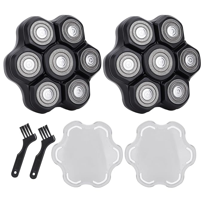 7 Blades Head Shaver Replacement Heads - Magnetic Shaver Replacement Heads - Universal Replacement Heads 2pcs