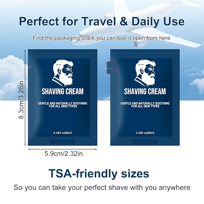 Shaving Cream Bulk Travel,8ml/0.28 oz Travel Shave Cream Disposable Shaving Cream in Bulk for Hotel Homeless （Jasmine，pack of 50)