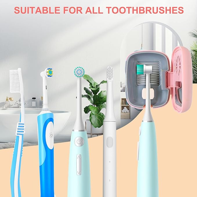Toothbrush Travel Cover, Toothbrush Travel Case With Air Drying Function, Rechargeable Portable Toothbrush Travel Container (pink)