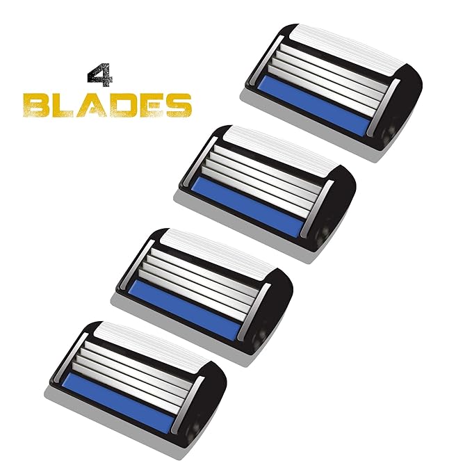 HeadBlade Men's HB4 Refill Shaving Razor Blades. Stainless Steel Blades for No Tugging or Pulling, Shave Less, Works for Face, Body, and Scalp (Pack of 1)
