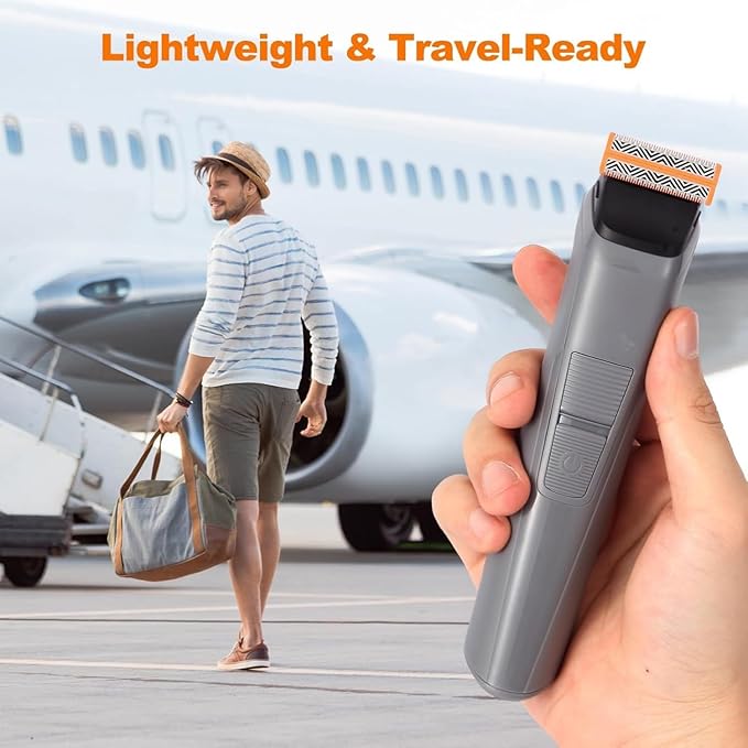 Body Hair Trimmer for Men, Body Trimmer for Beard Sideburns Necklines Precision Trimming, Groin Ball Trimmer for Pubic Hair, Rechargeable Groomer, Shaver with USB-C, Replaceable Heads