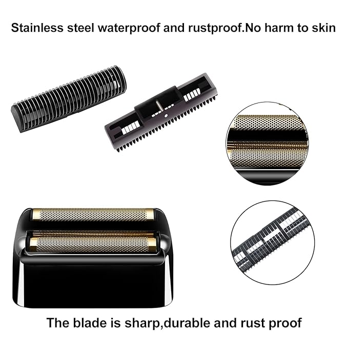 2 Pack Shaver Replacement Foil and Cutters Compatible with BaBylissPRO Double FXFS2 Metal Shaver foil Replacement,Black