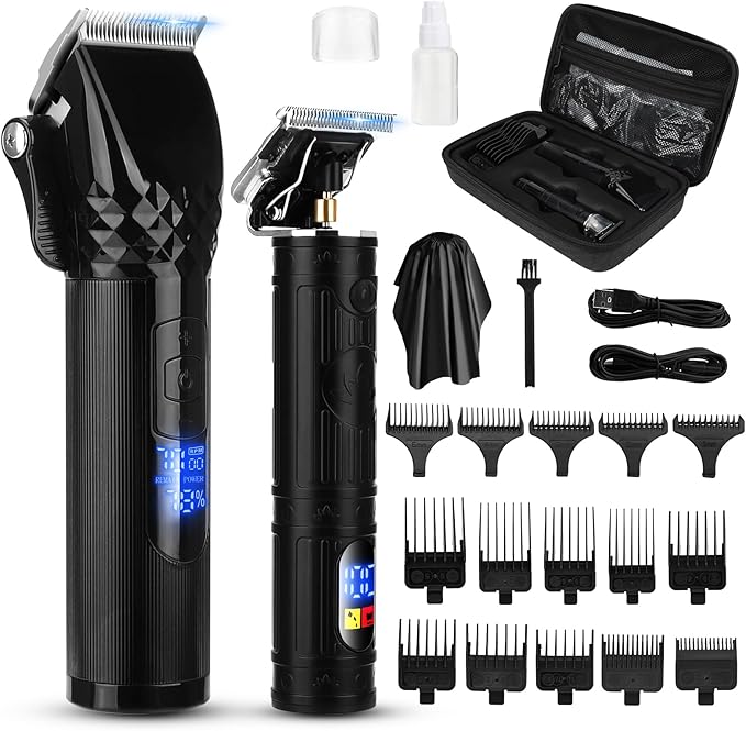 Soonsell Hair Clippers for Men,Professional Barber Clippers and Trimmer Set,Mens Cordless Hair Clipper for Barber,T-Blade Trimmer Set