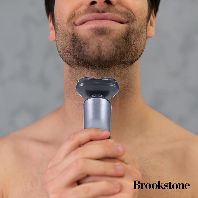 Brookstone - 3 Head Rotary Shaver, Precision Shave, Cutting-Edge Design, Professional Quality (Black/Grey)