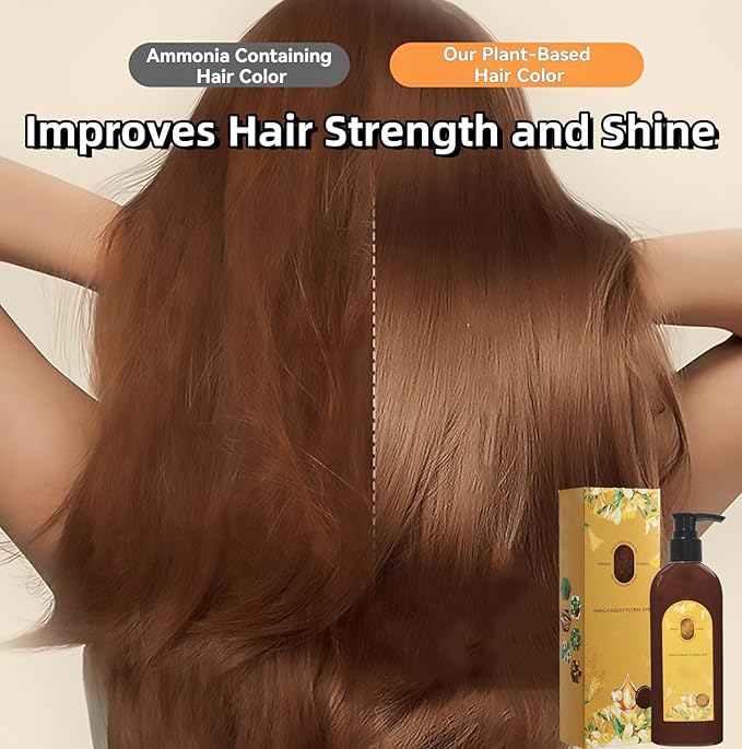 Nourishing Plant-Based Hair Color, Tinte Capilar Nutritivo A Base De Plantas, Long-Lasting & Natural Hair Color Shampoo For Gray Coverage, Minimizing Frizz, For Men & Women (Chestnut Brown)