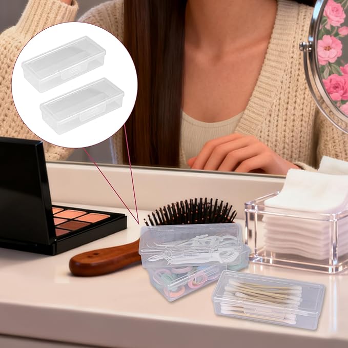6Pcs Cotton Swab Holder for Travel,Portable Dental Floss Case Clear Plastic Cotton Pad Holder,Travel Floss Picks Case Storage Containers with Dustproof Lid