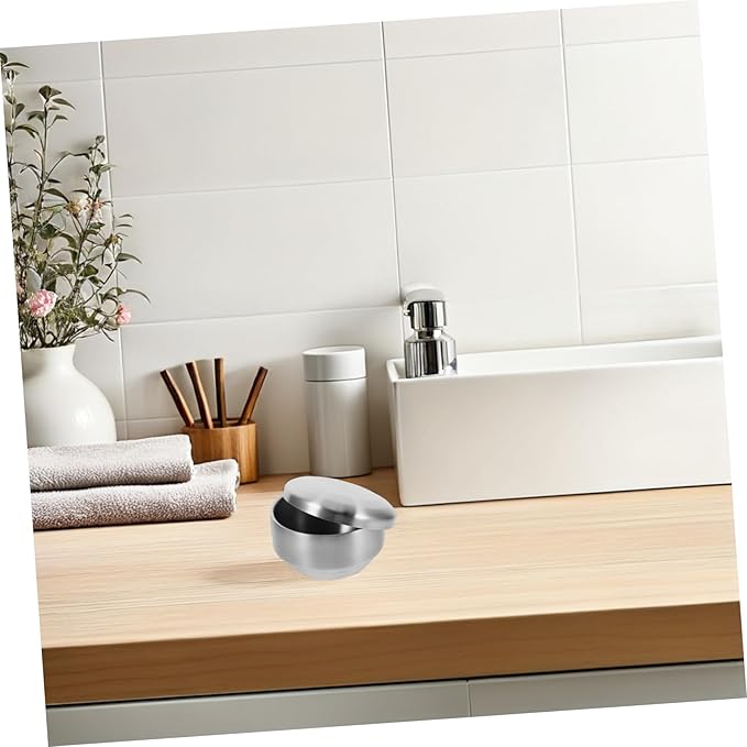minkissy Stainless Steel Shaving Bowl with Lid for Men Shaving Soap Bowl Elegant Design for Comfortable Use Easy to Clean Foaming Tool for Bathroom Decor