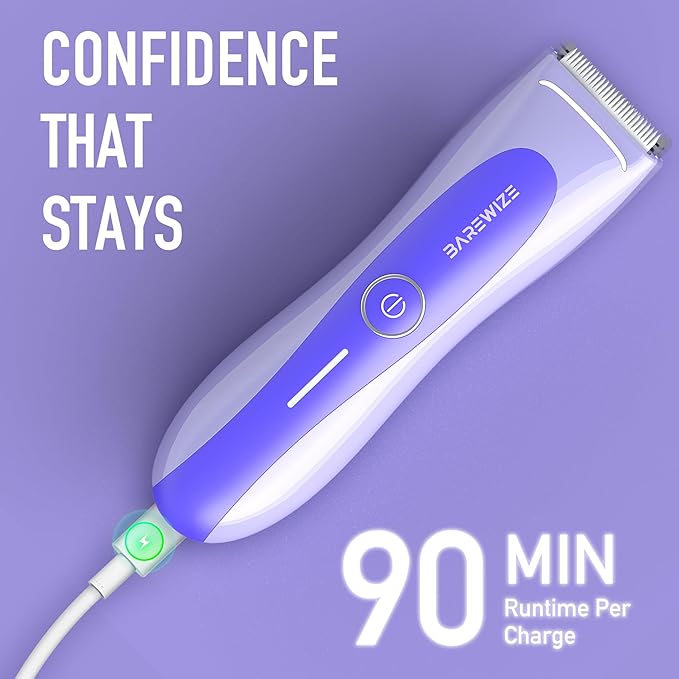Bikini Trimmer for Women, Electric Shaver for Women | LED Light, IPX7 Waterproof, USB-C Rechargeable, Ceramic Blade | Electric Razors for Women, Pubic Hair Trimmer Women (Violet Haze)