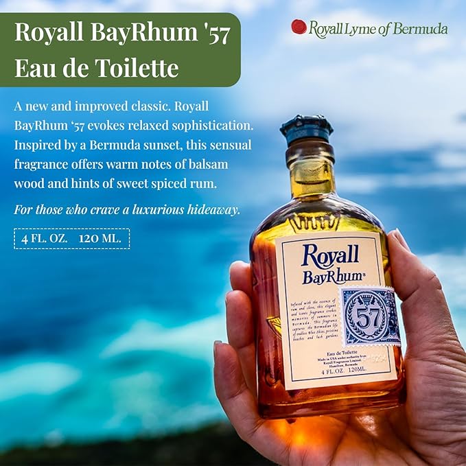 ROYALL BAYRHUM '57, Men's Heritage Eau de Toilette, Classic Bay Rum Fragrance – 4 Fl oz Spray