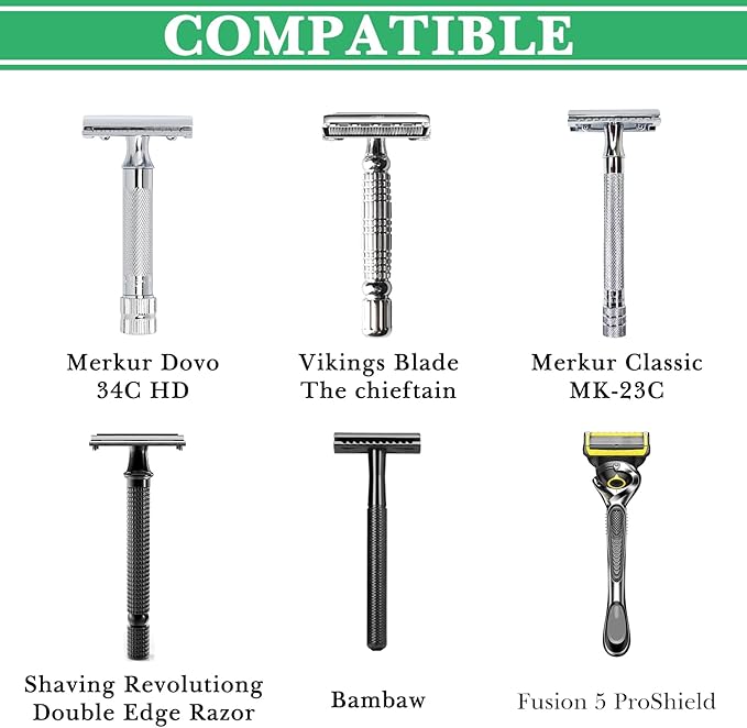 Linkidea Shower Shaving Brush Stand, Safety Razor Holder, Compatible with Vikings Blade Chieftain, Emperor Augustus Razor (Brushed Nickel)