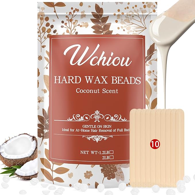 Wax Beads, Hard Wax Beads for Hair Removal, 2lb Waxing Stocking Stuffers for Women, With Coconut formula for Sensitive Skin, For Face Eyebrow Leg Bikini Brazilian Waxing, Coarse Body Hair Specific