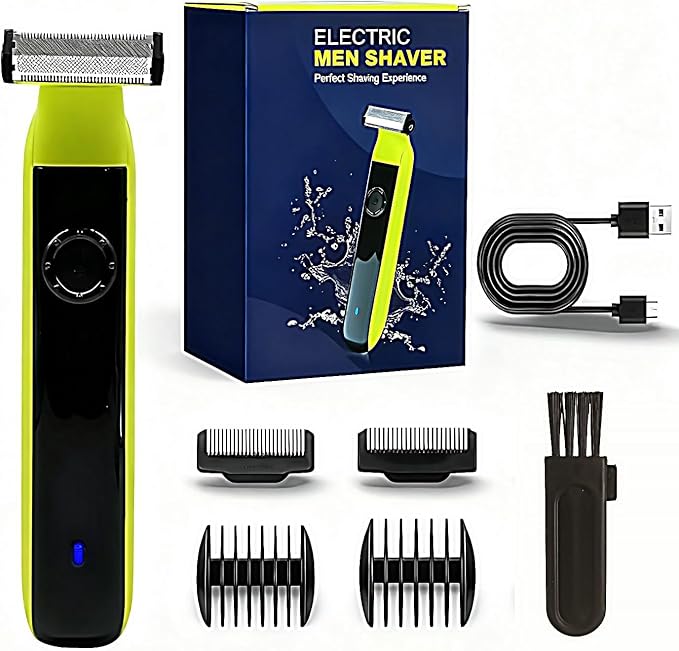 Beard Trimmer for Men - Rechargeable Hybrid Electric Shaver and Body Groomer, Washable Face Shaver 4 Combs Wet/Dry Body Trimmer for Men