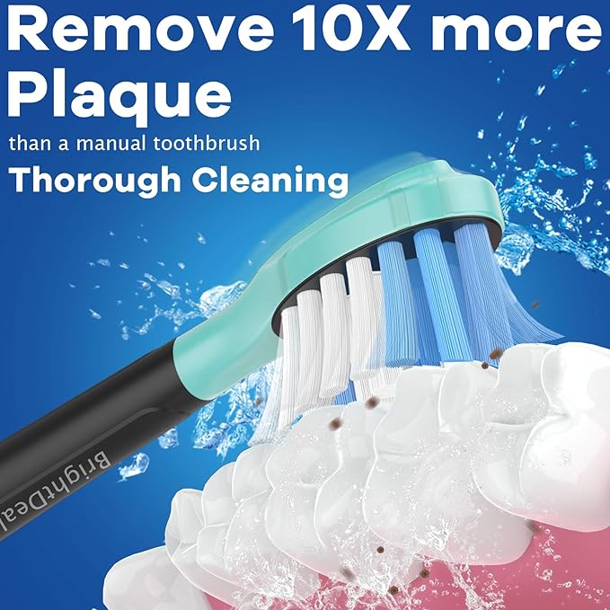Replacement Heads for Philips Sonicare ProtectiveClean 4100 5100 6100 DiamondClean 9500 ExpertClean 7500 FlexCare HealthyWhite Electric Sonic Toothbrush C3 G3 W3 C2 G2, White&Black, 6 Pack