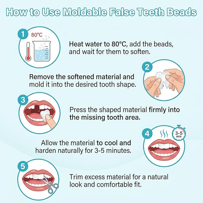RAINFLOW 10.9oz Repair Thermoplastic Teeth Beads - Tooth Repair Kit,Moldable False Teeth Beads for DIY Tooth Filling,Moldable Thermal Beads for Halloween Vampire Teeth Fangs