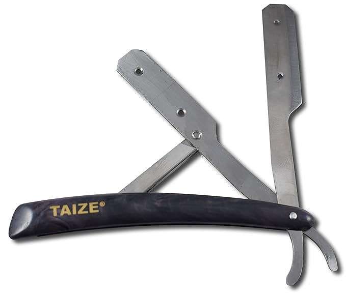 TAIZE - Straight Edge Razors -Professional Barber-Percent Stainless Steel Black Marble - 5''
