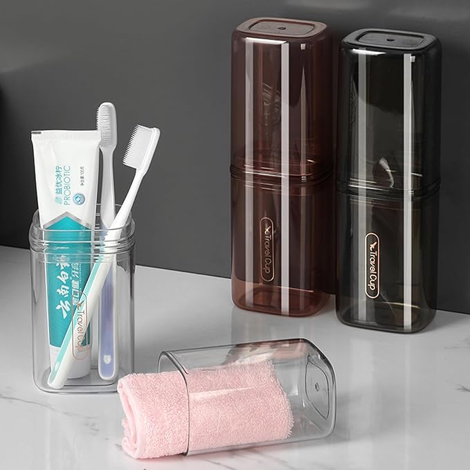 Toothbrush Cup Toothbrush Travel Case, Travel Toothbrush Holder Case with Cover Portable Multifunctional Toothbrush Cover, Suitable for Travel Business Camping Bathroom School or Daily Uses