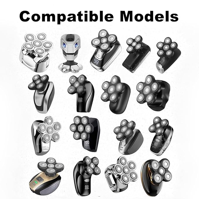 6 Blades Head Shaver Replacement Heads,6D Head Shaver Replacement Blades Compatible with Many Brand Bald Shavers for Men,Waterproof,Wet and Dry Use for Home and Travel,2 Pack.