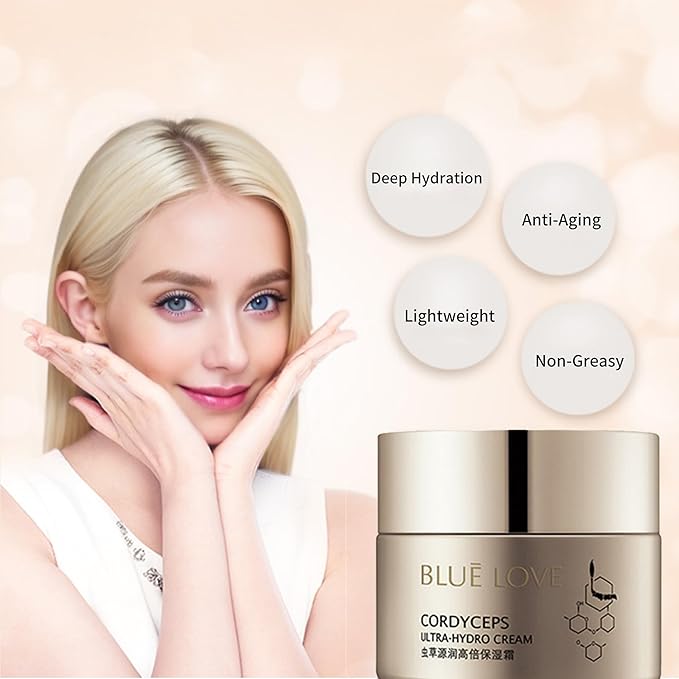 BLUE LOVE Cordyceps Hydrating Face Cream - Anti-Aging Moisturizer for Dry Skin, Deep Nourishment for Men & Women, All Skin Types, Non-Greasy Formula