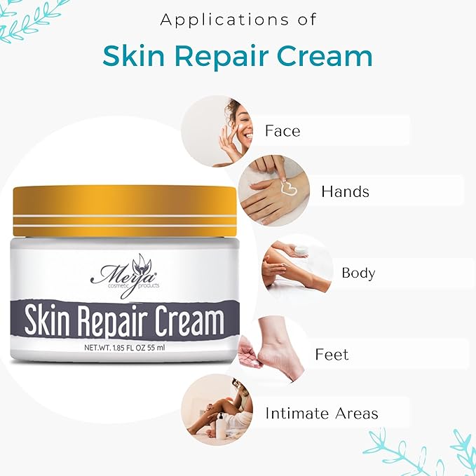 Merja Herbs Natural Burn Repair Cream with essential oils - Skin Repair & Burn Relief cream - Soothing Natural cream - 55ml 1.86oz