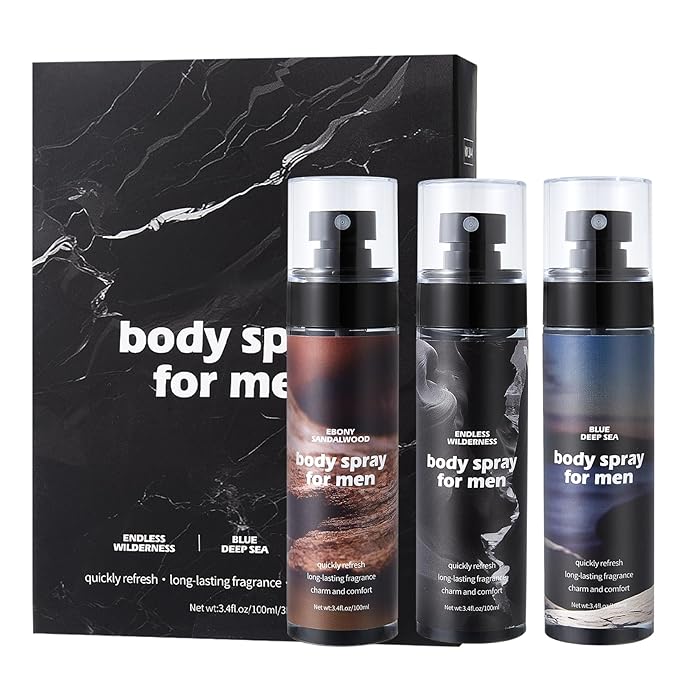 Body Spray For Men, Aluminum Free Deodorant for Men, Mens Body Spray, Powerful Freshness Gentle Formula, Alcohol-Free Suitable for All Skin Types 3.4fl.oz*3pcs