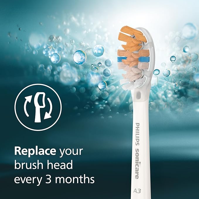 Philips Sonicare A3 All-in-One - Genuine Replacement Electric Toothbrush Heads, White, 2 Pack, HX9092/77
