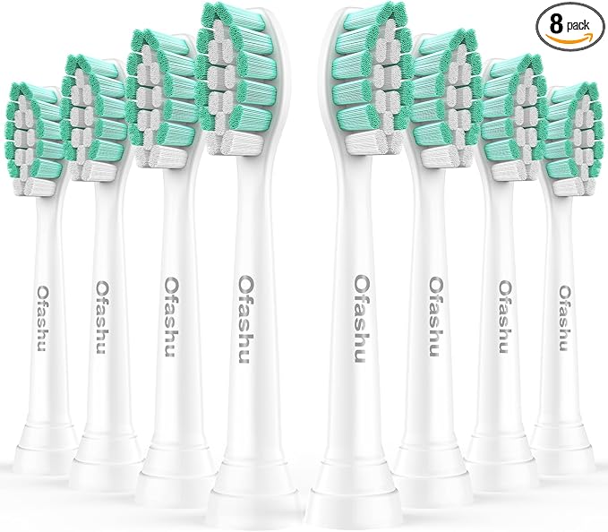 Replacement Brush Heads for Philips Sonicare Click-on Electric Toothbrush Heads Compatible with Plaque Control C1 C2 4100 5100 6100 2 Series HX9024, 8 Pack White