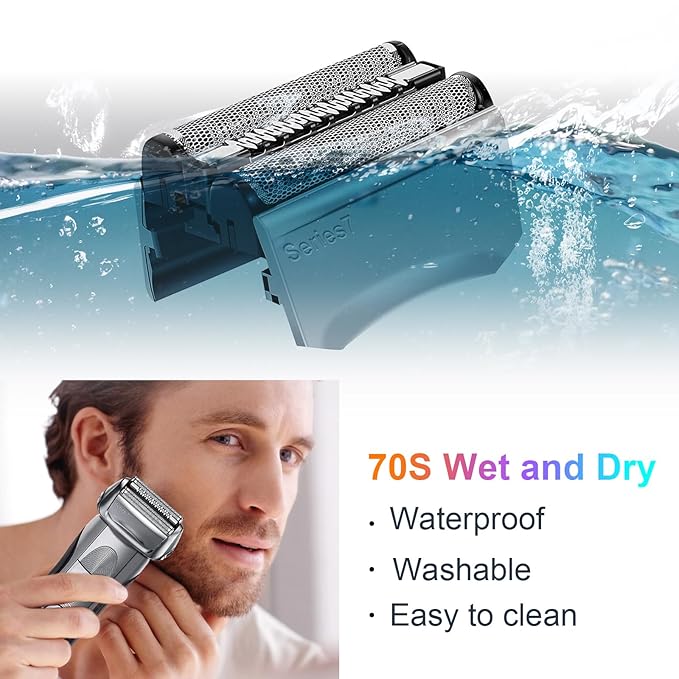 Series 7 70S Electric Shaver Head Replacement,Compatible with Braun Series 7 Shavers 720cc, 730cc, 735s, 750cc, 760cc, 790cc, and 795cc Shaver Foil,2 Pack