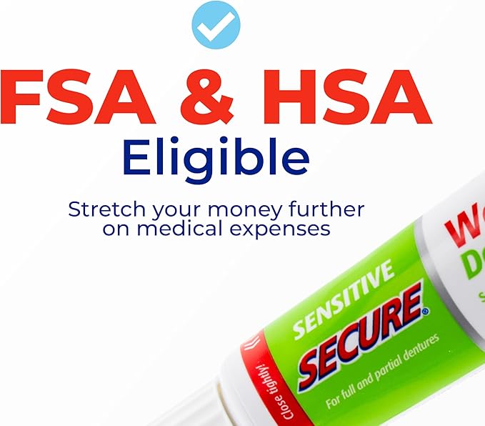 Secure Sensitive Denture Adhesive with Aloe Vera & Myrrh to Nourish Your Gums – Uppers, Lowers & Partials - Waterproof & Zinc Free – Food Grade Ingredients - Less Adhesive, More Hold – 1.4 oz
