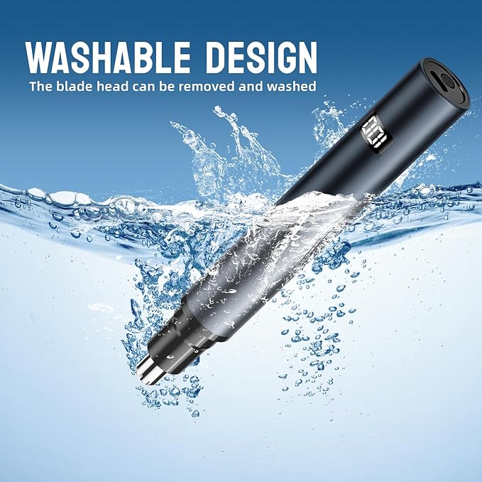 Nose Hair Trimmer for Men & Women - Professional Painless Eyebrow & Facial Hair Trimmer for Male and Female, Travel Ear and Nose Hair Clipper, USB Rechargeable Trimmers with LED Light Digital Display