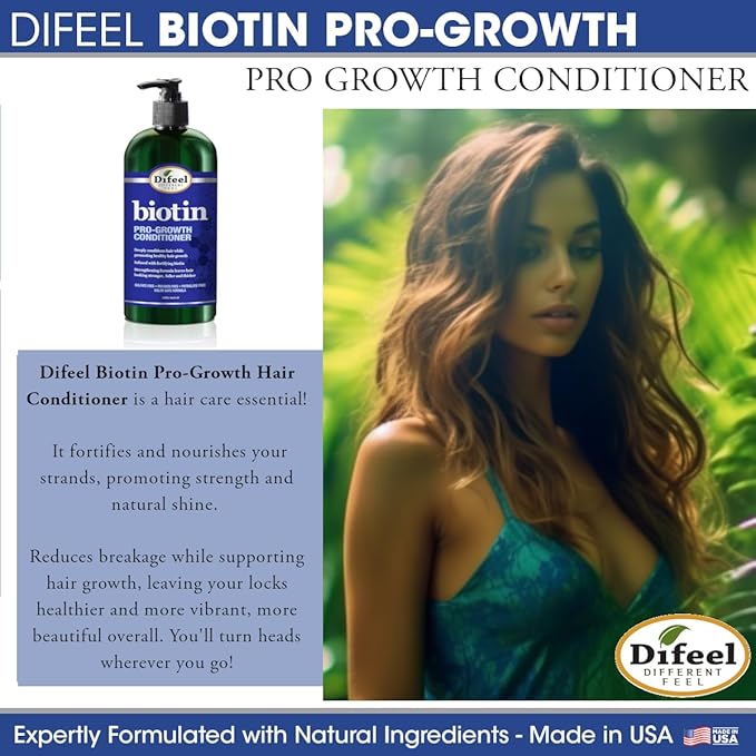 Difeel Pro-Growth Biotin Shampoo & Conditioner 2-PC Gift Set - Thinning Hair & Hair Loss, Paraben Free