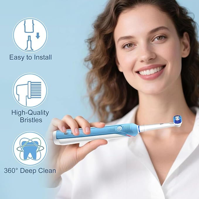 Replacement Brush Heads Compatible with Braun Oral-B, 12pcs Professional Electric Toothbrush Heads for Oral B Replacement Heads Refill Pro100/1000/1500/4000/5000/7000/8000/9600 Etc.