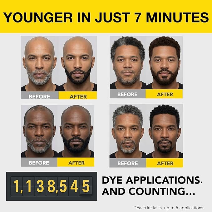 Reusable Hair & Beard Dye for Black Men – Dark Brown | Up to 5 Uses, 7 Minutes | Natural Gray Coverage, No-Drip Cream with SkinArmour® – Cleverman