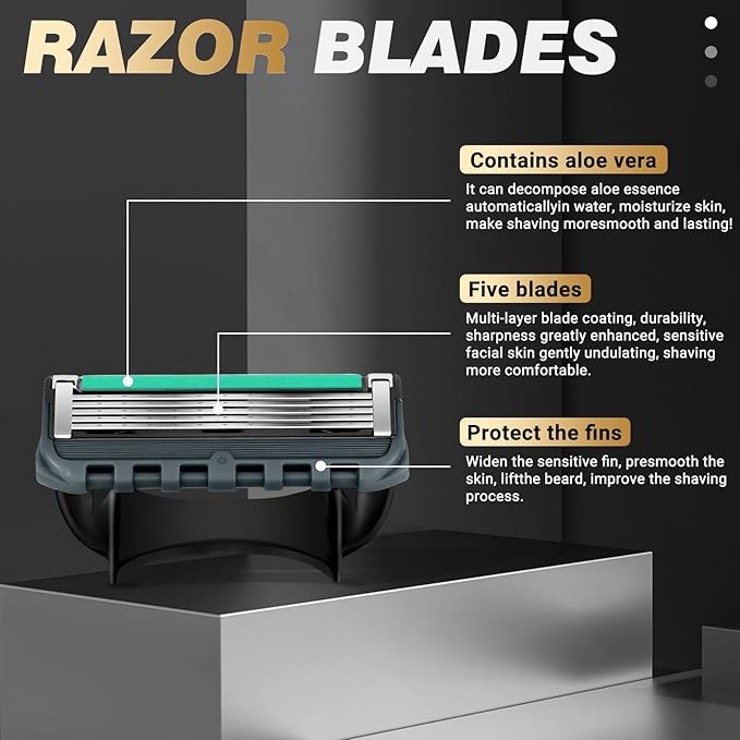 12-Blade Replacement Cartridge Set - Five-blade technology delivers a smooth shave - 2025 New Model in Teal, achieving a smooth shave while reducing irritation