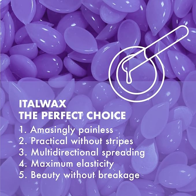 Italwax Top Line Orchid Jelly Wax 1.65lb (450g) – Transparent Fast-Setting Violet Gel with Strong Grip and floral fragrance, Ideal for Bikini & Underarms, Elastic and Easy to Control – Made in Italy