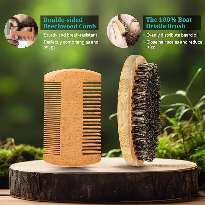 Birthday Gifts for Men - Beard Kit w/Beard Oil & Balm, Beard Brush & Comb, Beard Wash/Shampoo for Men's Self-care, Anniversary | Birthday Gifts for Him Husband Boyfriend Dad Son Friend Brother