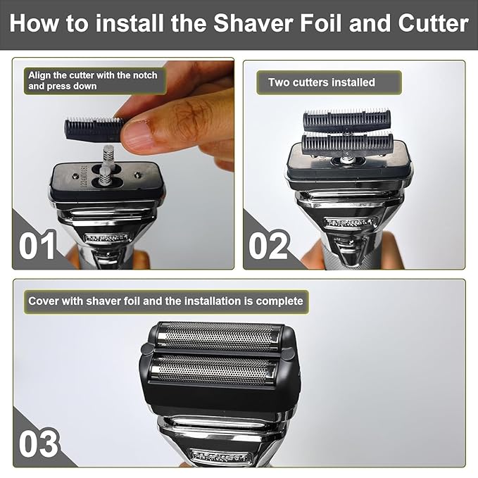 2 Pack Shaver Replacement Foil and Cutter，Compatible with BaBylissPRO FXONE BlackFX Double Foil Stick Shaver,Black