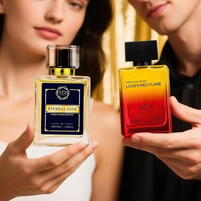 Ycz Cologne for Men Set, 1.7oz(50ml) Bottled Borrowing Fire & Carnival Men Perfume, Sophisticated Woody Rose Patchouli, Highquality Long Lasting Perfume, Sleek Bottle Design for Christmas Gifts Ideal