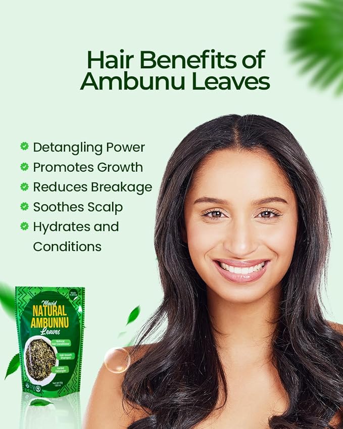 Mavid Natural Ambunu Leaves 50g Pack | African Herbal Treatment for Hair Care & Growth | Pure Conditioner and Shampoo | Soften & Detangles | Traditional Scalp Repair