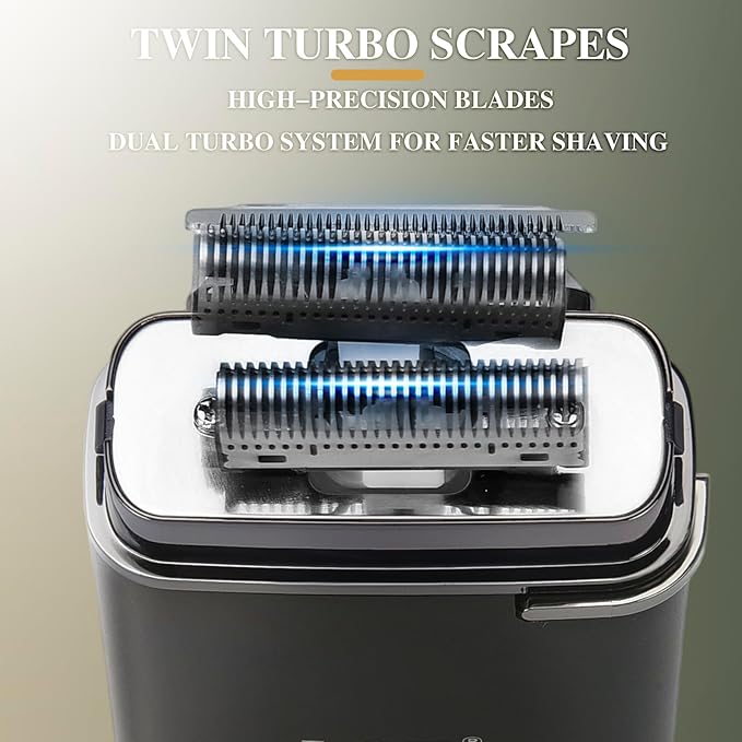 Latest 2-in-1 Electric Shaver Facial Mesh Shaver - Portable Cordless Shaver - Hidden Trimmer and Fast Charging Function - (3150 Mesh Holes, 60 Blades) Black