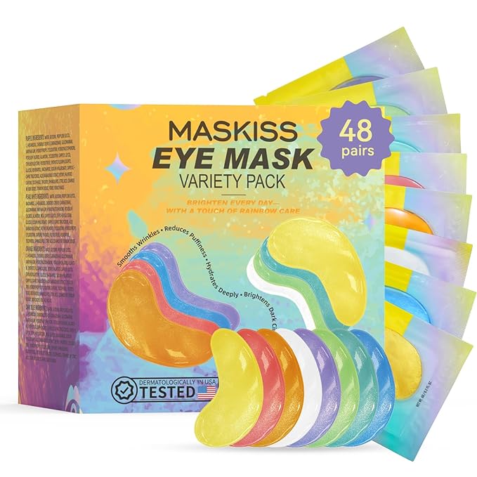 Under Eye Patches Variety Pack (48 Pairs), Valentine‘s Day Gifts for Her, Eye Masks for Dark Circles Puffy Eyes With 8 Colors (6 Pairs/Color), Vegan Skin Care Gifts for Women