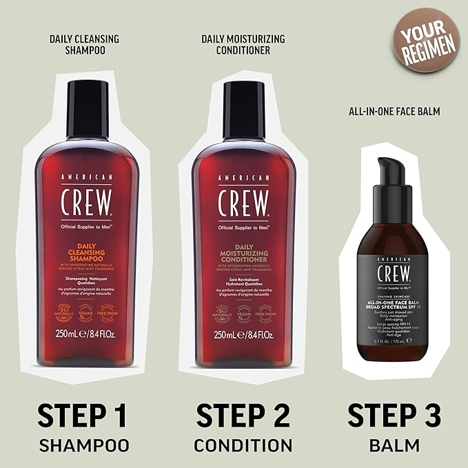 American Crew Shampoo for Men, Daily Cleanser, Naturally Derived, Vegan Formula, Citrus Mint Fragrance, 33.8 Fl Oz