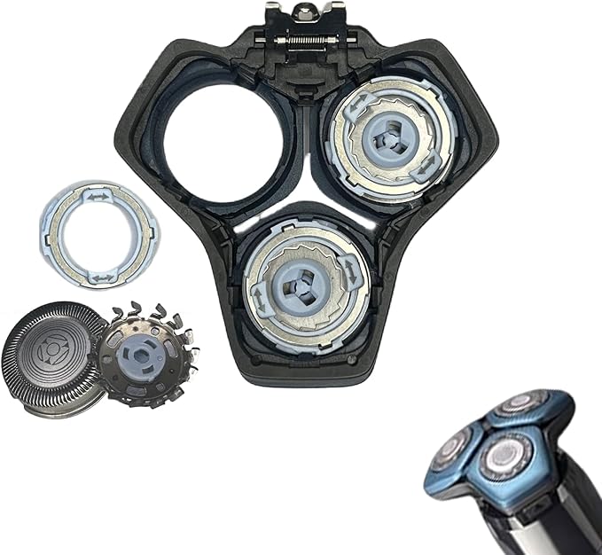 SH71 Replacement Rotary Head Fit for Philips Norelco Shaver Series 7000 and Series S5500, Metal Wheel Buckle and Upgrade 15 Precision Blades (Blue)