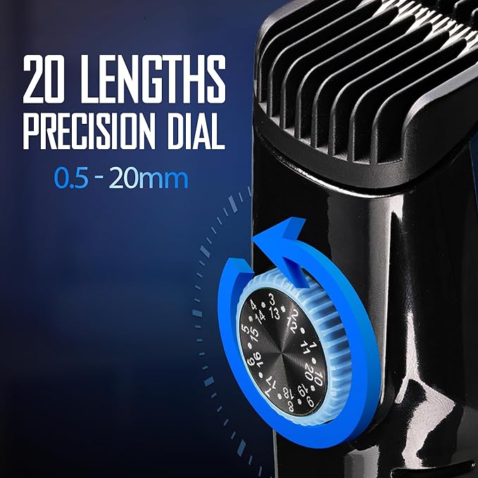 Barbasol Vacuum Beard Trimmer for Men, Self-Vacuuming Hair, Beard, Sideburns & Mustache Trimmer with 20 Length Settings, Rechargeable, LED Screen, 90 Minute Run Time