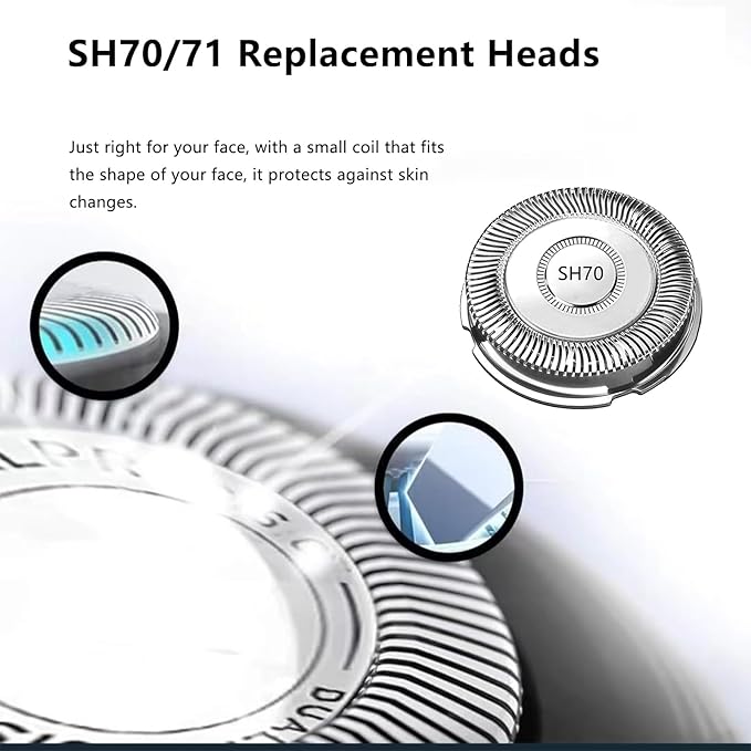 SH70/71 Replacement Heads Blades Compatible with Philips Norelco 7000 Replacement Heads,New Upgraded 7000 Replacement Heads, SH71 Replacement Blades for 7500 S7370 S7371 S7720 and SW7700 6 Pack